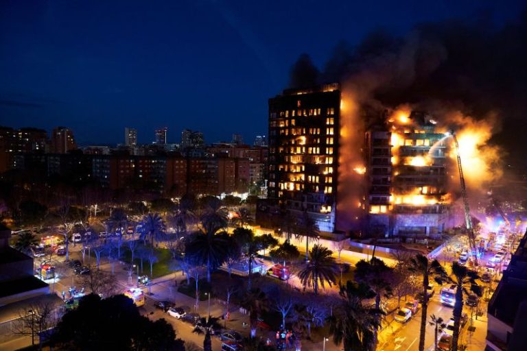 At least 13 people injured in building fire in Spanish city of Valencia