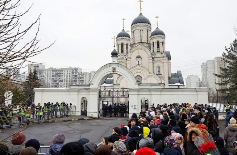 Mourners gather for Navalny’s funeral in Moscow amid threat of arrest