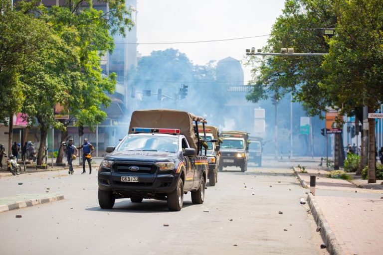 Police fire teargas and water cannon at protesters in Kenya as thousands take to the streets